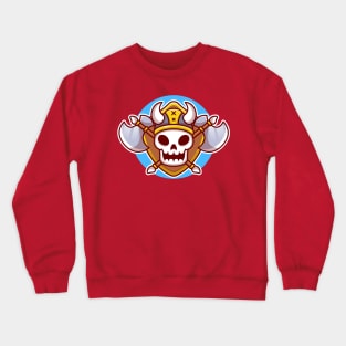 Cute Viking Skull With Ax Cartoon Crewneck Sweatshirt